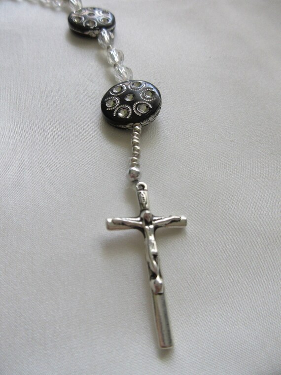 Rosary Beads in Black and Clear