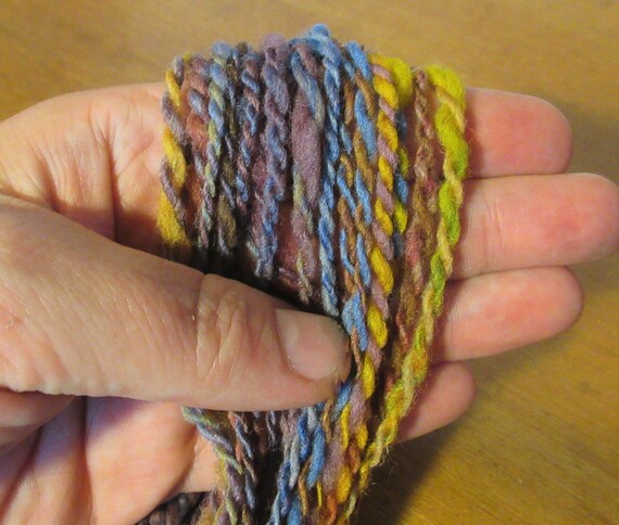 Handspun, hand dyed, multi colored yarn