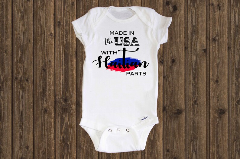 Baby clothing Bodysuit Infant Clothing Haitian Flag Made in the USA with Haitian parts Haiti