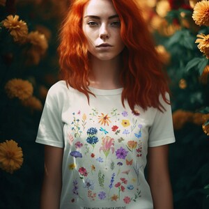Wildflower Bouquet Shirt, Garden Floral Tee, Women&#39;s Flower T-shirt, Nature Gift
