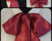 Burgundy Red Satin Self Tie Pussy Bow Neck Scarf Cravat Steampunk Cosplay Ladies Gents Theatre Wedding Races Ascot Multi Way PB3