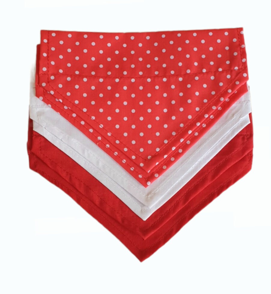 Set Of 6 Blank Dog BANDANAS Red White Polka Dot Medium Size Etsy