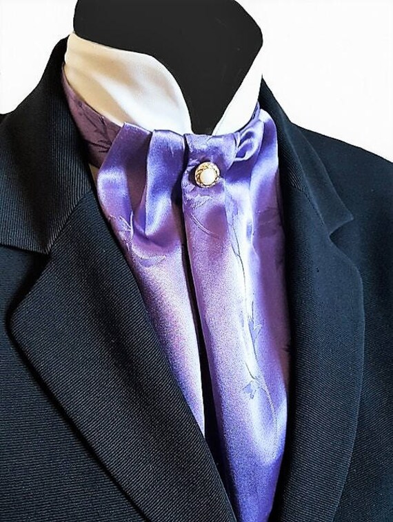 LILAC LAVENDER SILKY JACQUARD CRAVAT JABOT VICTORIAN STEAMPUNK WEDDING ASCOT