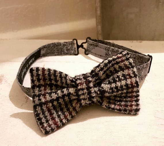 HARRIS TWEED /& LIBERTY PRINT MUSTARD YELLOW BOW TIE WEDDING ASCOT GROOM BLUE