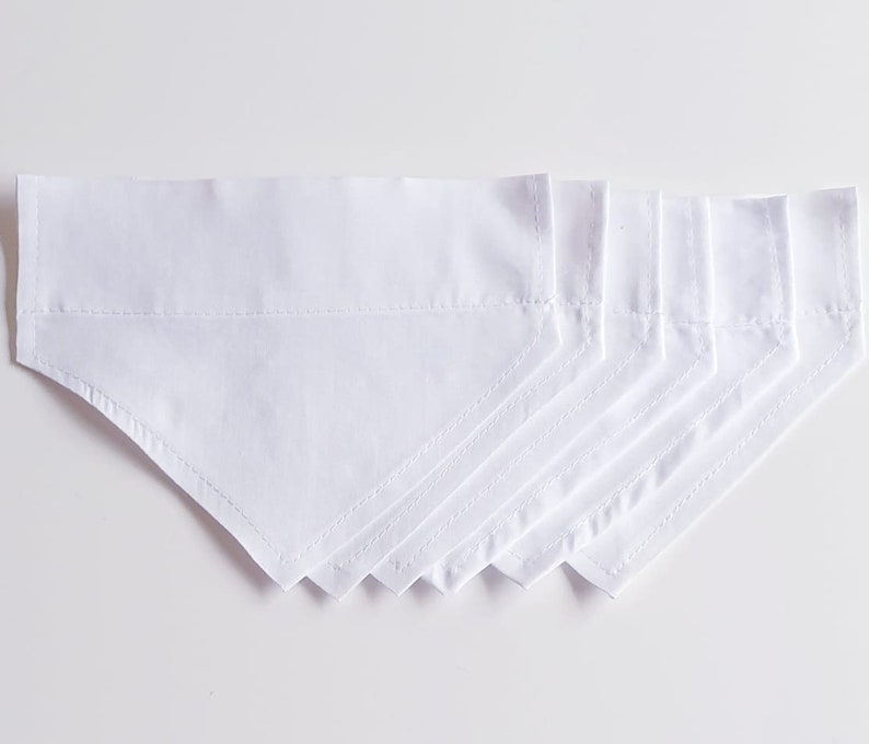 6 x Blank Dog BANDANAS White Cotton All Medium Size For Personalising Crafts Printing Embroidery Vinyl Slide On Collar Style ME1