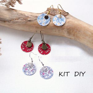 KIT DIY bijoux Liberty 3 paires de boucles d'oreilles Kit créatif débutant adultes ou enfants punch kit