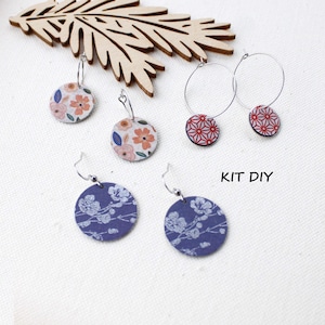 KIT diy argenté 3 paires de boucles d'oreilles à customiser avec du washi tape loisirs créatifs adultes enfants crochets créoles inoxydables