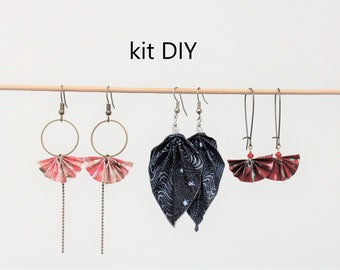 KIT DIY Origami 3 paires de boucles d'oreilles papier fleurs japonais idée cadeau