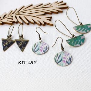 KIT BIJOUX bronze 3 paires de boucles d'oreilles à customiser avec du washi tape loisirs créatifs adultes enfants crochets laiton bronze