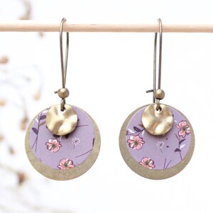 Boucles D'oreilles Rondes Dorées émaillées – Motif Jacquard Marron/noir – Fermoir Clips – Occasion Très Bon état
