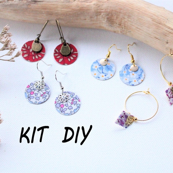KIT DIY bijoux Liberty 4 paires de boucles d'oreilles Kit créatif débutant adultes ou enfants punch kit