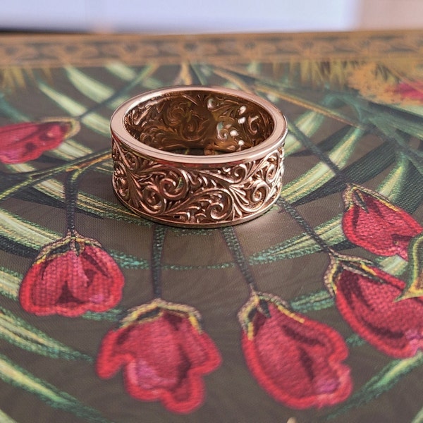 Art Nouveau Art Deco Rococo Floral Ring