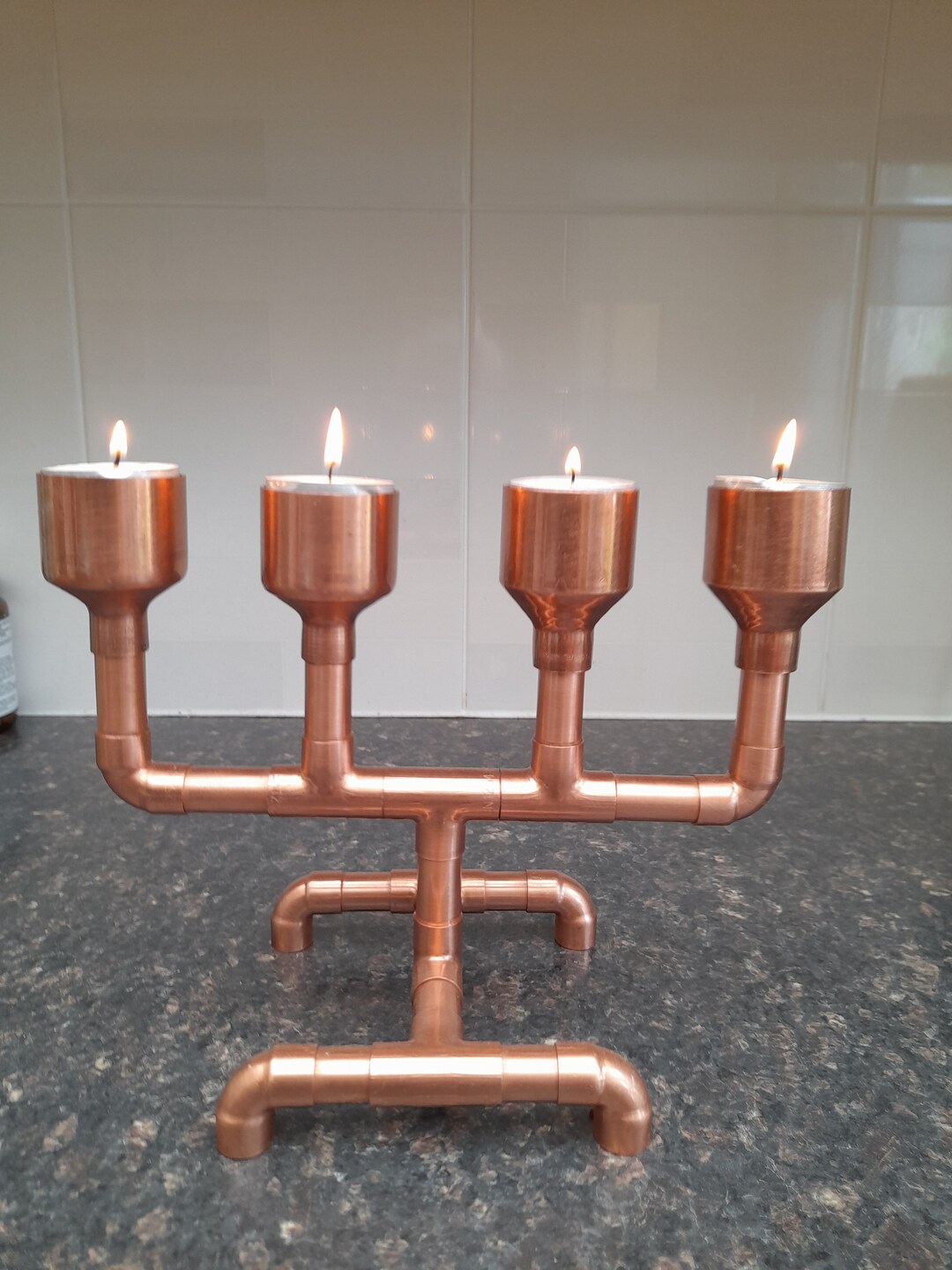 Copper Candelabra Candle Holder Copper Pipe Tea Light Holder Etsy UK