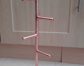 Handmade copper pipe jewellery display/ storage stands