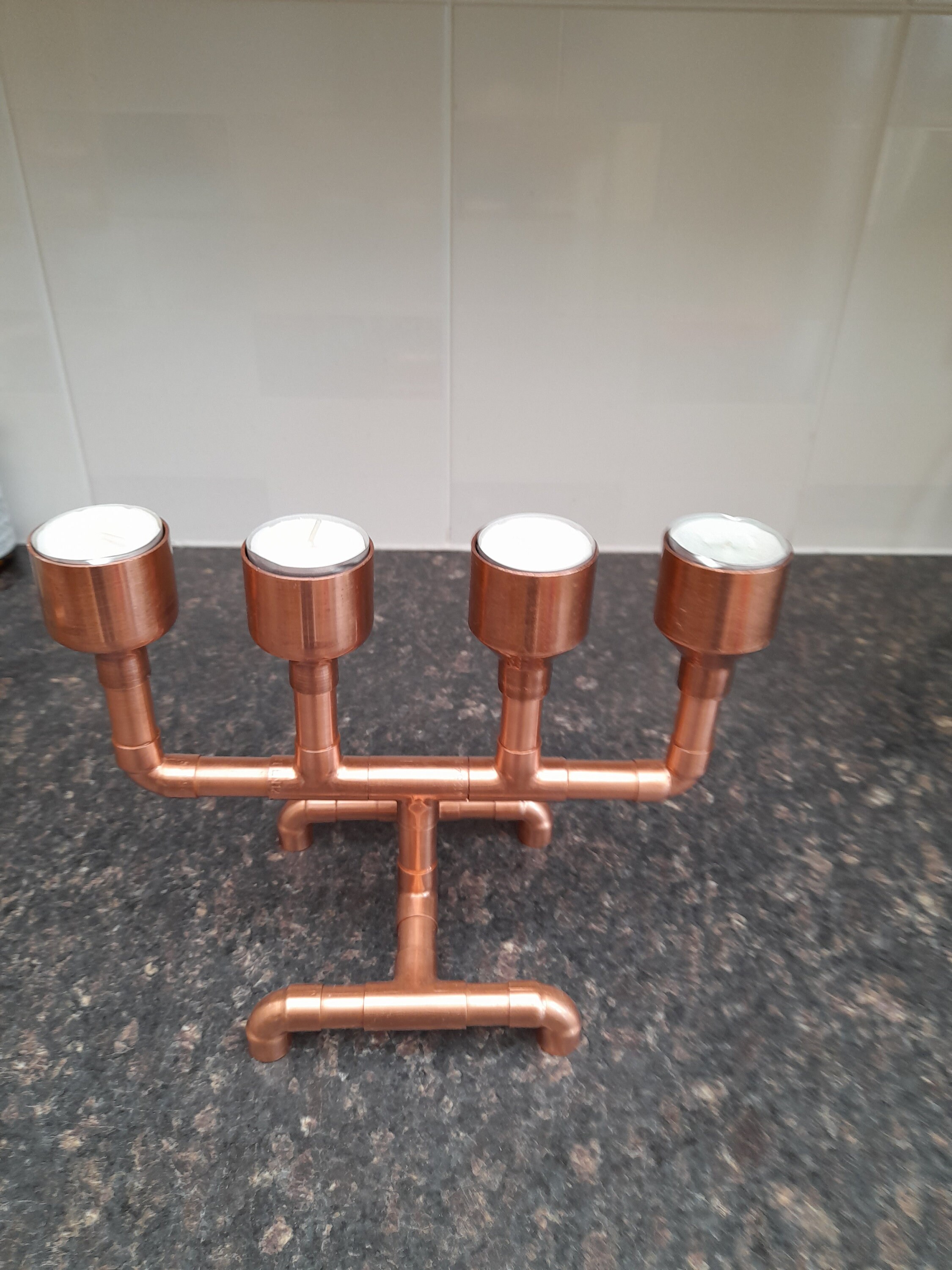 Copper Candelabra Candle Holder Copper Pipe Tea Light Holder Etsy UK