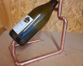 Handmade copper pipe wine bottle holder