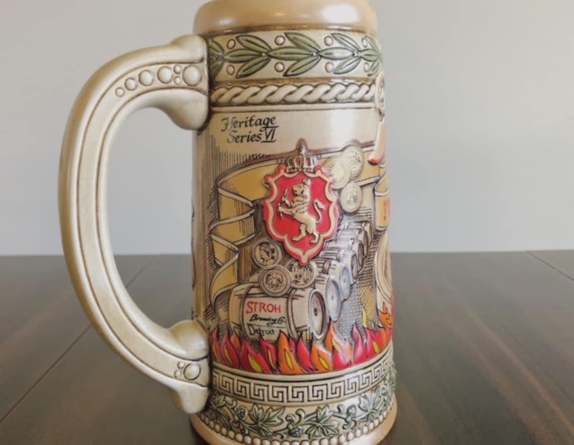 Stroh's Beer Stein 1989 Heritage Series Fire Brewed Etsy