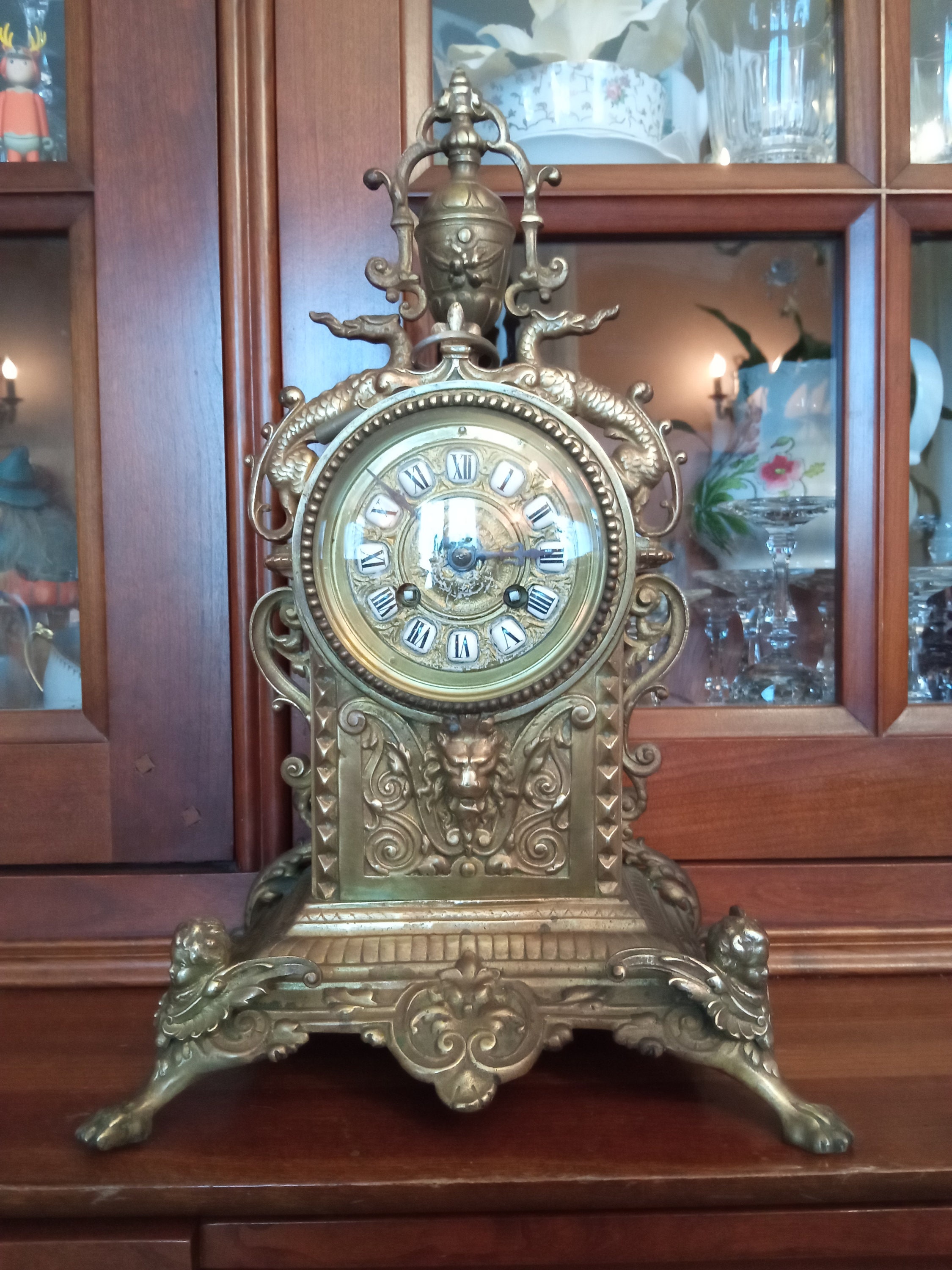 Horloge Pendule Cartel Bronze Massif Xixème Époque Napoléon Iii