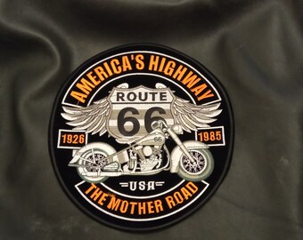 Large embroidered iron-on badge patch for back of jacket