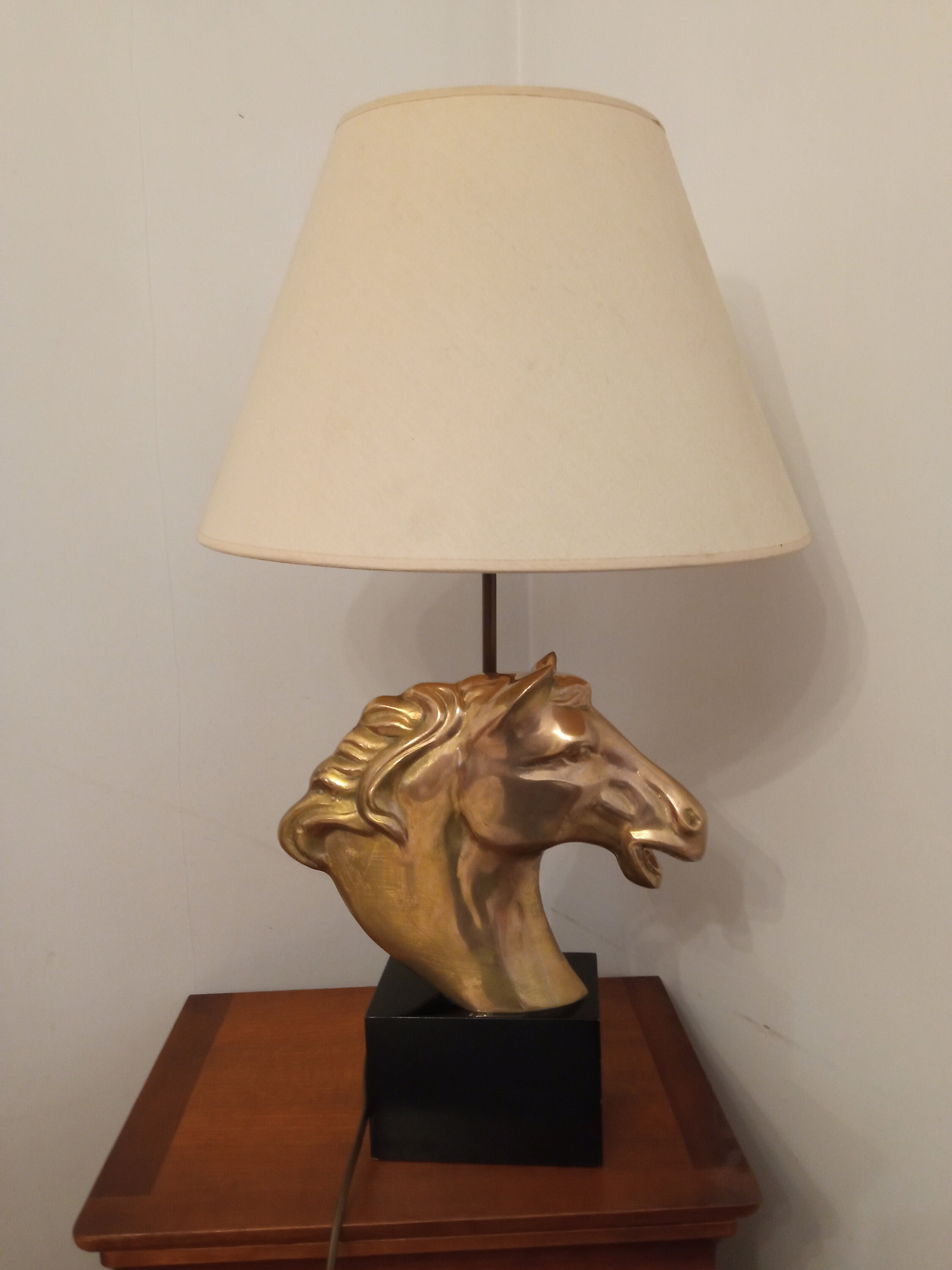 Lampe de Table Tête Cheval en Laiton Dans Le Goût La Maison Charles Des Années 1970S