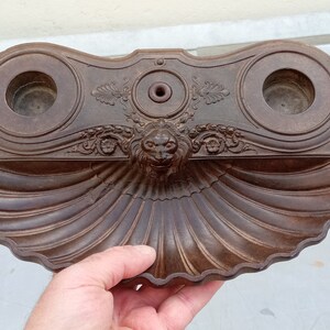 Inkwell in ebony wood carved lion head 19th century Napoleon III