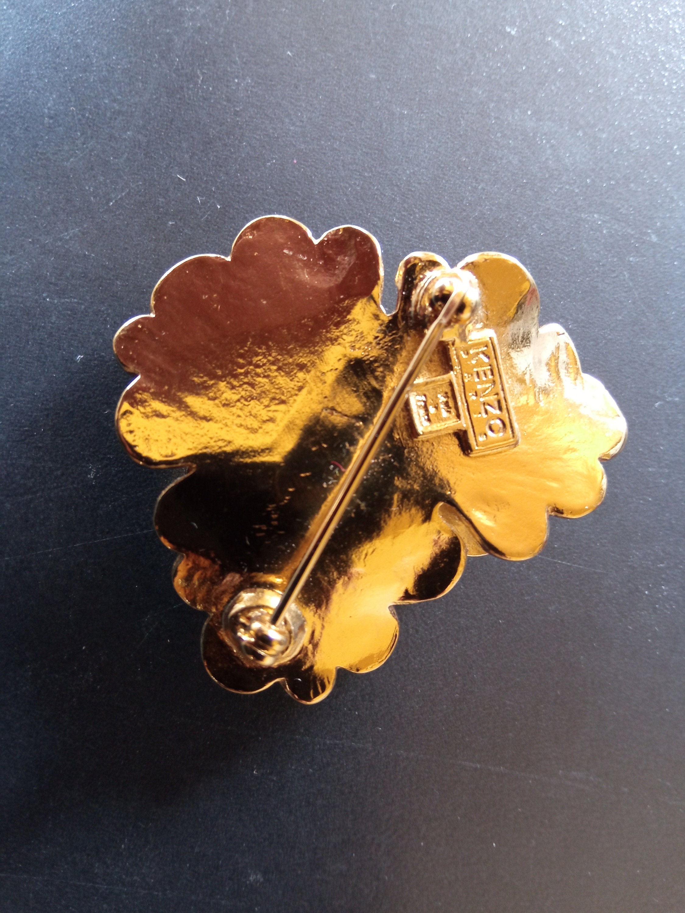 Used Kenzo Gold Metal Brooch Etsy Singapore