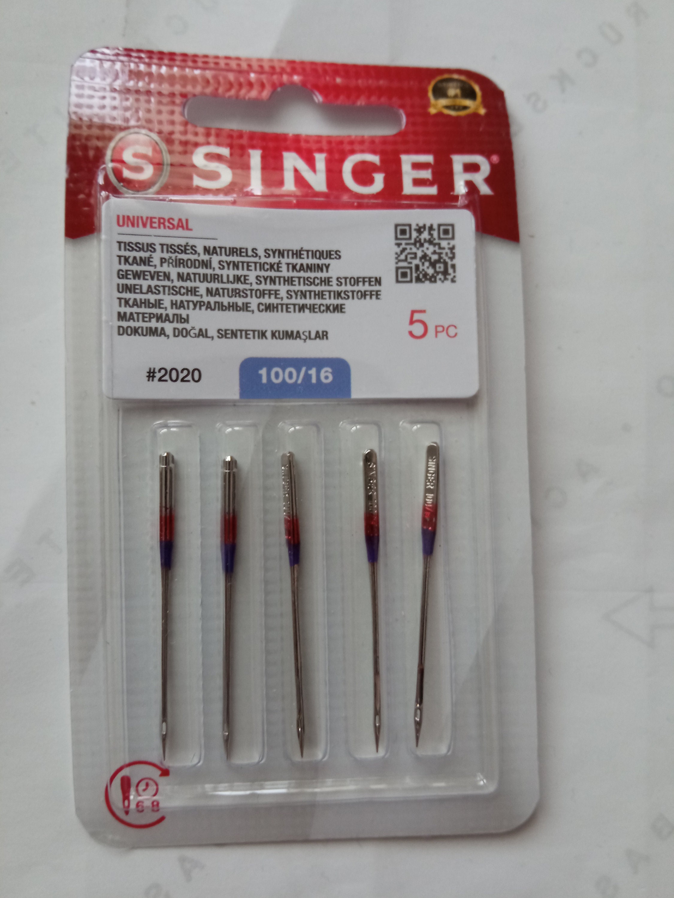 Singer Needle for Sewing Machine Size 2020/100 Set of 5 Needles
