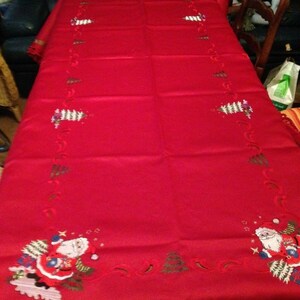 Rectangular embroidered Christmas tablecloth 3 meters by 1.70