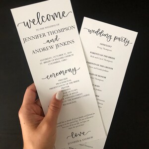 Wedding Program Template, Classic Calligraphy Modern Rustic Wedding Ceremony Program, DIY, Instant Download, Editable PDF, 8.5x11 image 2