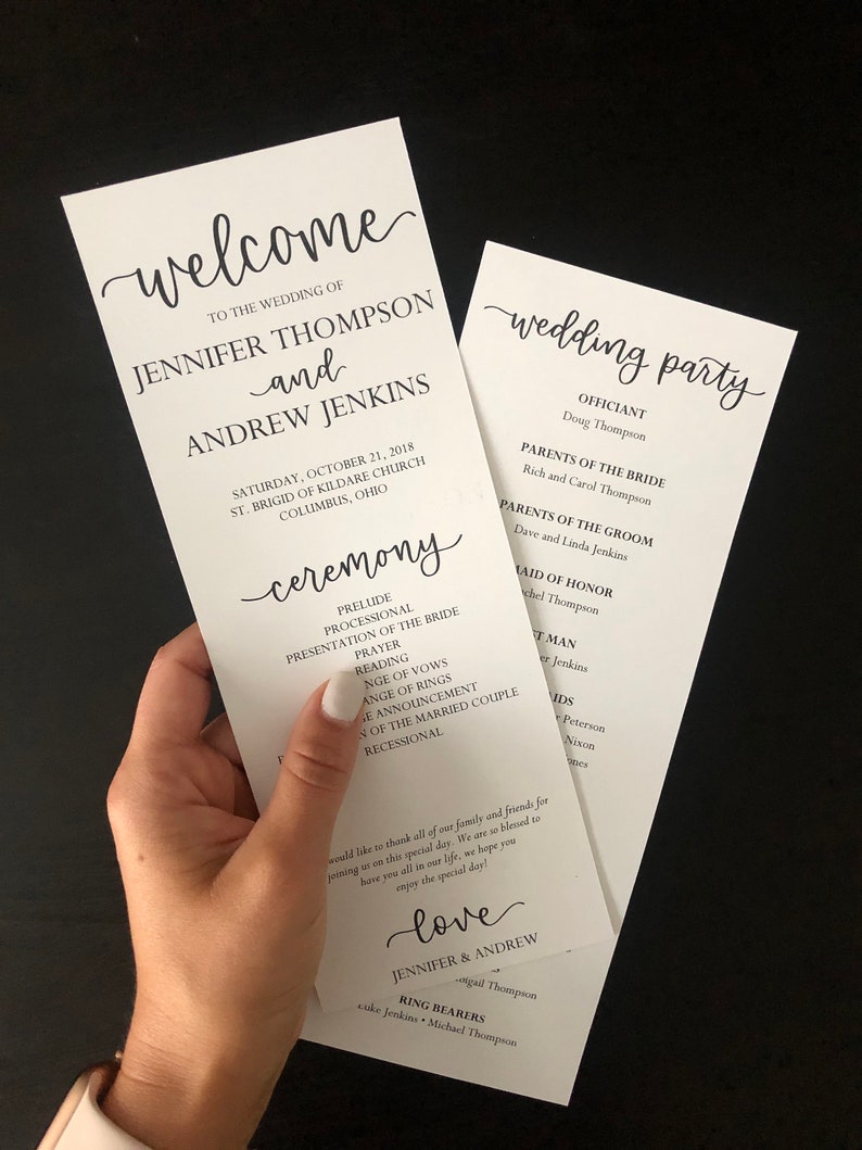 Wedding Program Template, Classic Calligraphy Modern Rustic Wedding Ceremony Program, DIY, Instant Download, Editable PDF, 8.5x11 image 2