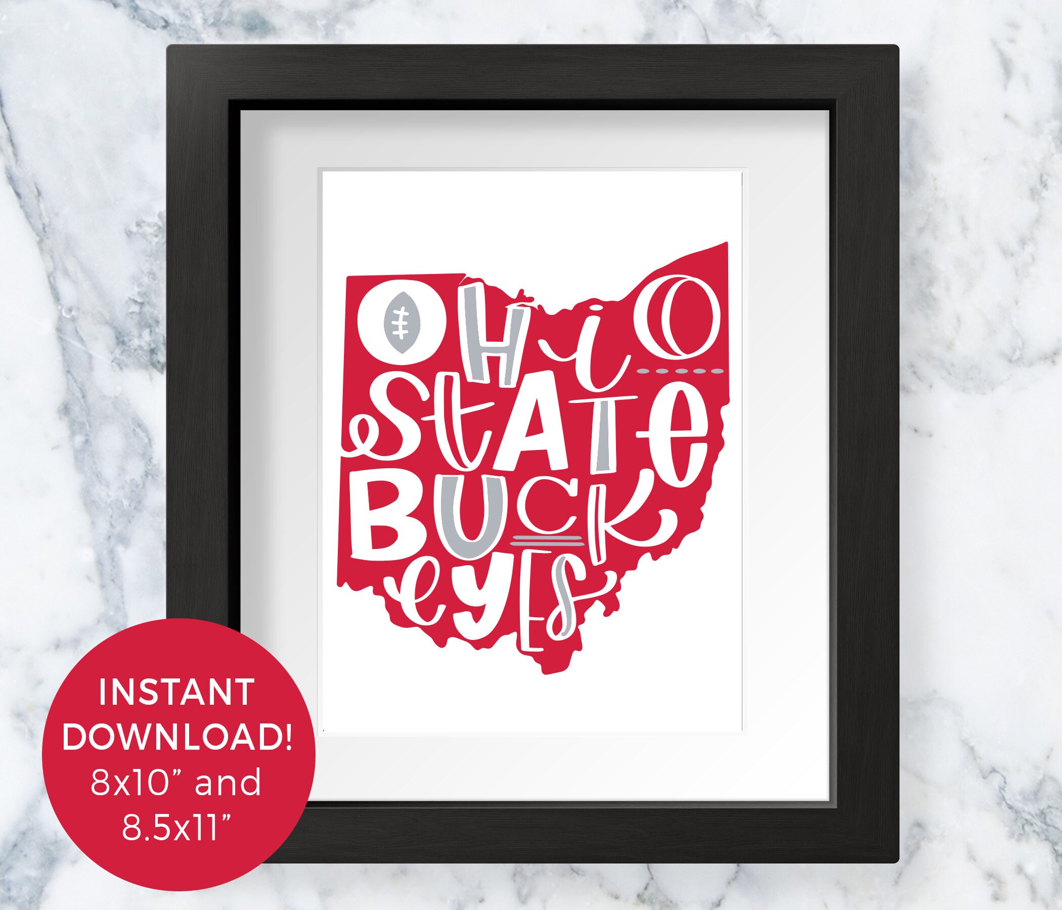 Ohio State University Buckeyes Illustration Quote, OSU, Scarlet Gray College Football, Printable ...