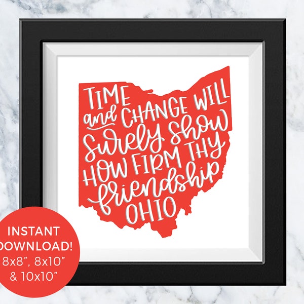 OHIO | Wie fest deine Freundschaft, Buckeyes, The Ohio State University Alma Mater, Zitat, Wand Kunst Schreibtisch Dorm Dekor, Digitaler Download Druck