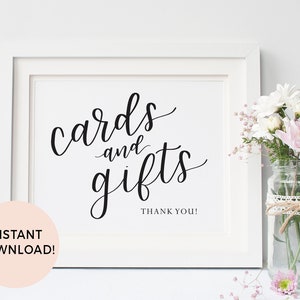 Cards and Gifts Table, Thank You, Wedding Sign Printable, Reception Sign, Instant Digital PDF ...