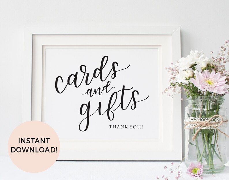 Cards and Gifts Table, Thank You, Wedding Sign Printable, Reception Sign, Instant Digital PDF ...
