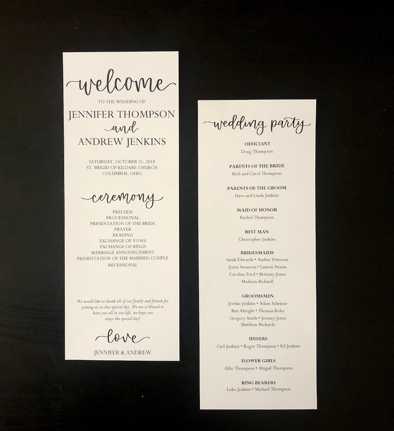 Wedding Program Template, Classic Calligraphy Modern Rustic Wedding Ceremony Program, DIY, Instant Download, Editable PDF, 8.5x11 image 9