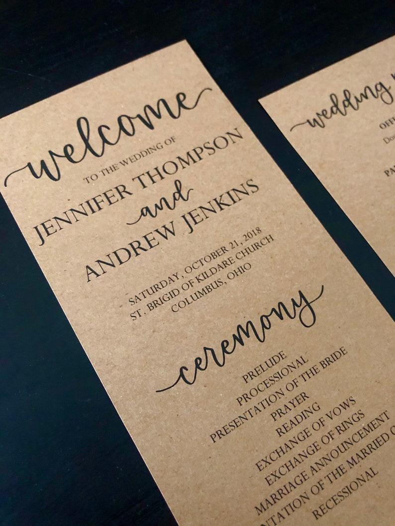 Wedding Program Template, Classic Calligraphy Modern Rustic Wedding Ceremony Program, DIY, Instant Download, Editable PDF, 8.5x11 image 6