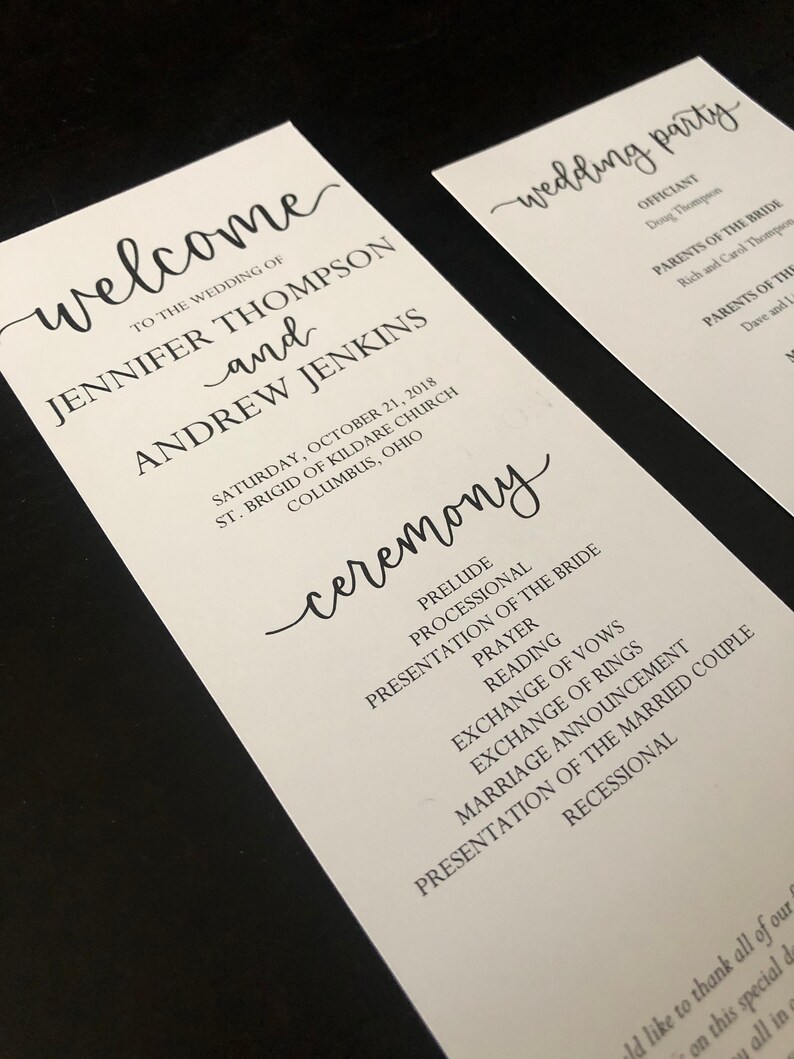 Wedding Program Template, Classic Calligraphy Modern Rustic Wedding Ceremony Program, DIY, Instant Download, Editable PDF, 8.5x11 image 3