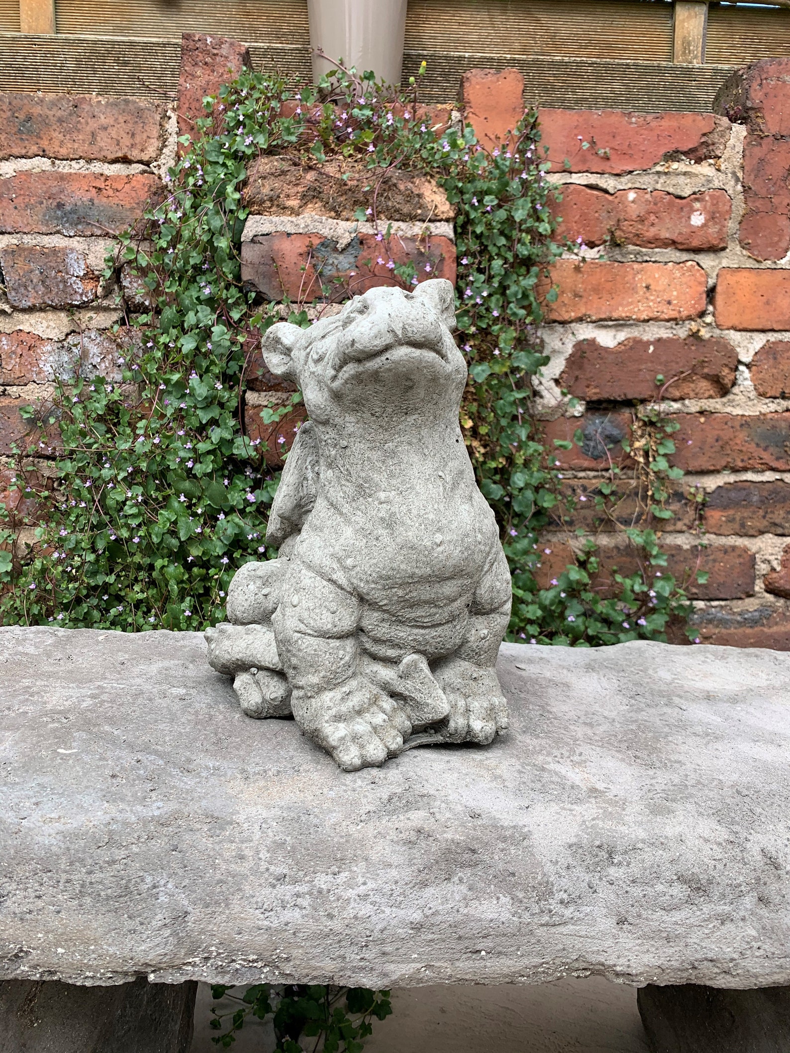 Mythical Happy Dragon stone garden ornament Etsy