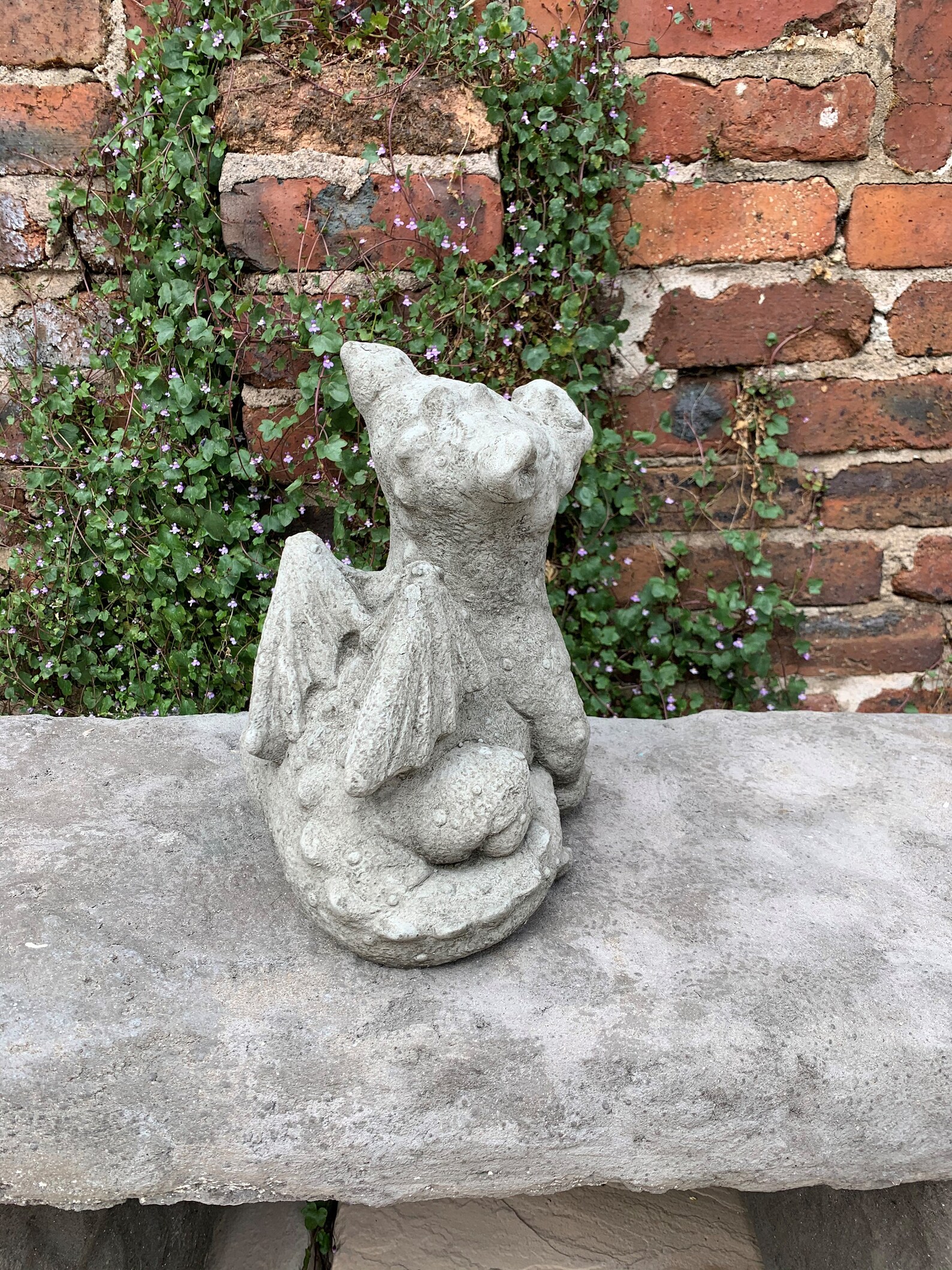 Mythical Happy Dragon stone garden ornament Etsy