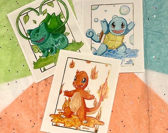 Kanto Starterowe Odbitki Pokemonów