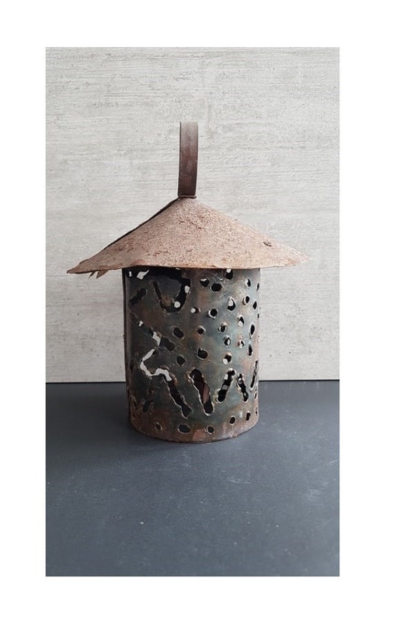 Metal Candle Holder Metal Candlestick Metal Lantern Rusty Etsy