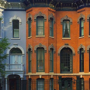 Chicago Photography, Colorful Historic Chicago Row Houses, Classic Chicago Gold Coast Architecture,  Historic Chicago Architecture