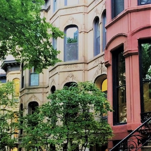 Chicago Photography, Colorful Historic Chicago Row Houses, Classic Chicago Gold Coast Architecture,  Historic Chicago Architecture