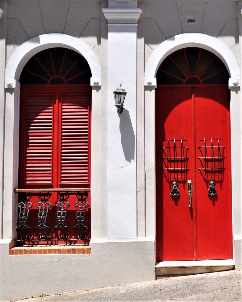 Old San Juan Photography 2 Red Doors In Spanish Colonial Etsy