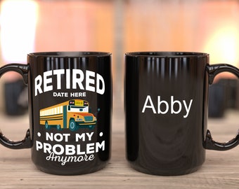 Personalisierter Schulbusfahrer Tasse | Ruhestandsgeschenk | Ruhestandsparty | Schulbus Tasse | Gelber Schulbus | Busfahrer Weihnachten