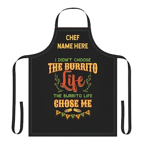 Delantal de burrito personalizado / Regalo para amantes de los burritos / Regalo con temática de burritos / Amante de la comida mexicana / Amante de la comida / Cinco de Mayo / Taquería / Camión de comida