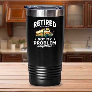 Autista di scuolabus in pensione personalizzato Tumbler, regalo di pensionamento, festa di pensionamento, assistente di scuolabus, scuolabus giallo, autista di autobus di Natale