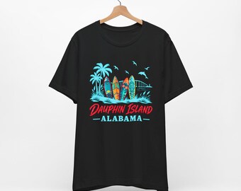 Dauphin Island Alabama Unisex Tee Shirt, Surfer, Surfing, Surfboarder