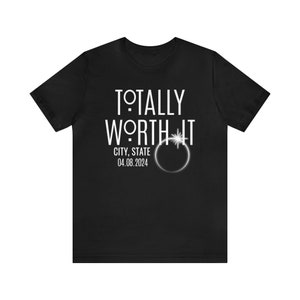 Personalized Total Solar Eclipse Unisex Tee Shirt , April 2024 , Totality image 1