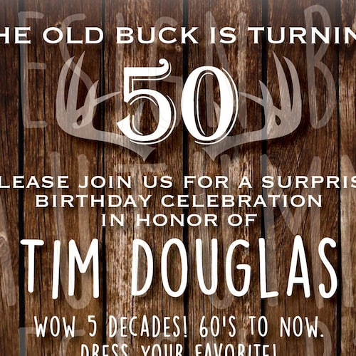 Old Buck Birthday Invitation Any Age Camo &amp; Deer Hunting - Etsy